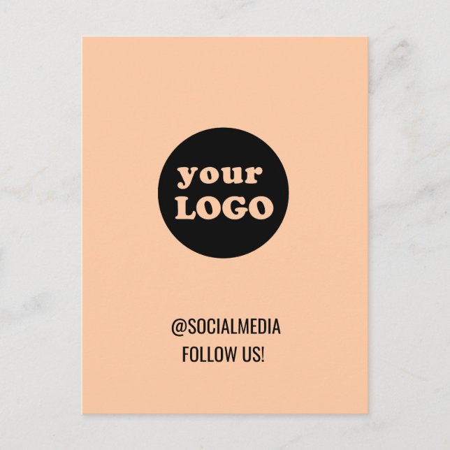 Minimalist Peach Custom Business Logo Postcard (Front)
