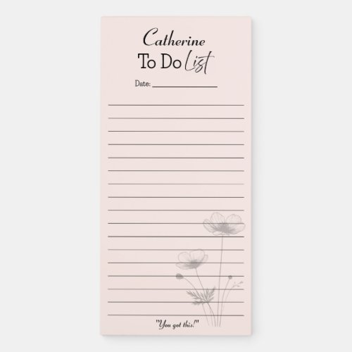 Minimalist Peach Floral To Do List Pad