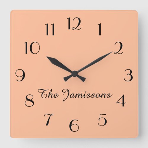 Minimalist Peach Fuzz Name Round or  Square Wall Clock