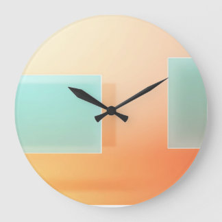 Minimalist Peach Mint Abstract Geometric Art Large Clock