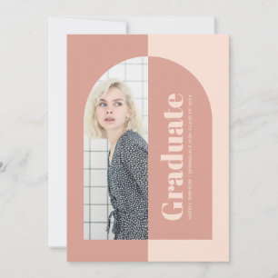 Minimalist Peach Pink Arch Photo Graduation Party Invitation