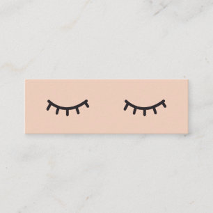 Minimalist peach pink cute eyelashes illustration mini business card