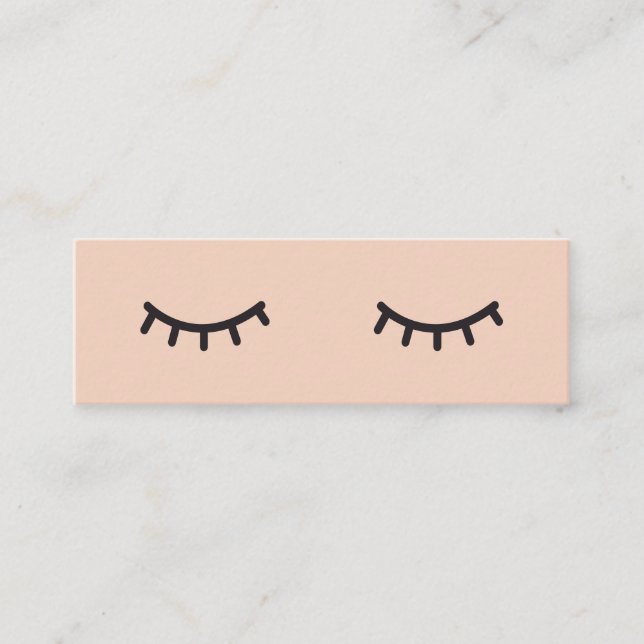 Minimalist peach pink cute eyelashes illustration mini business card (Front)