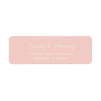 Minimalist Peach Pink Elegant Wedding Address Label
