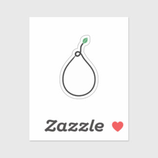 Minimalist Pear One Line Art with Green Leaf Sticker