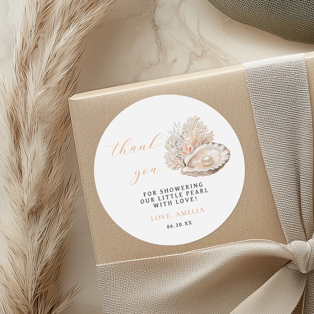 Minimalist Pearl Baby Shower Thank You Sticker (Creator Uploaded)