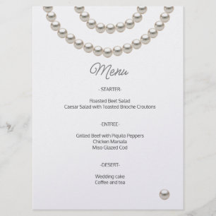 Minimalist Pearl Wedding Menu