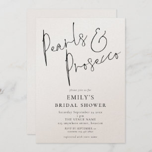 Minimalist Pearls and Prosecco Bridal Shower Invitation