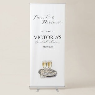 Minimalist Pearls and Prosecco Bridal Shower  Retractable Banner