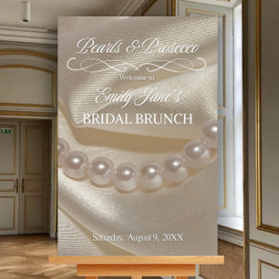 Minimalist Pearls and Prosecco Bridal Shower Sign