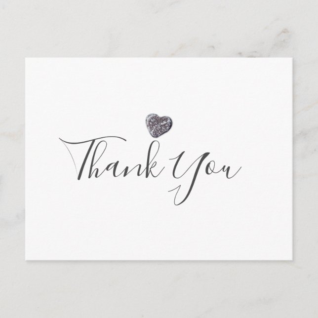 Minimalist Pebble Heart Business Thank You Postcard (Front)