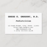 [ Thumbnail: Minimalist Pediatrician Business Card ]