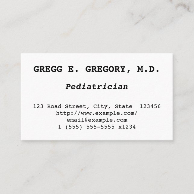Minimalist Pediatrician Business Card (Front)