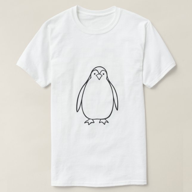 Minimalist Penguin Line Art T-Shirt (Design Front)
