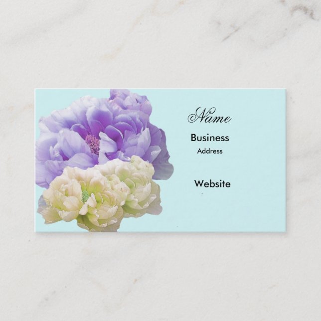 Minimalist Peonies Business Card (Front)