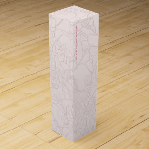 Minimalist Peony Line Art Wedding Monogram Wine Gi Box