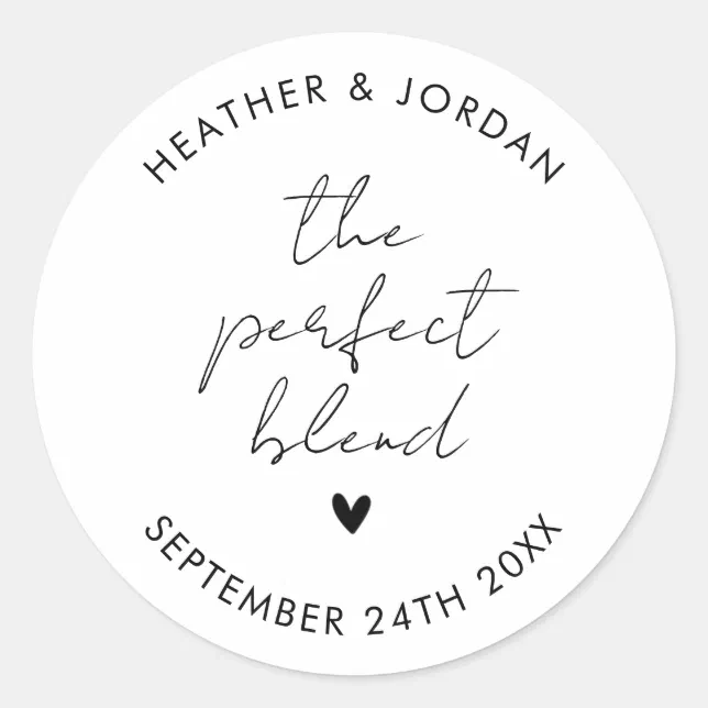 Minimalist Perfect Blend Wedding Coffee Favor Classic Round Sticker ...
