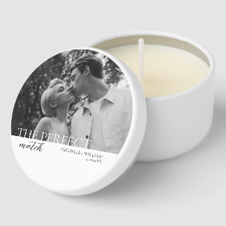 Minimalist Perfect Match Photo Wedding Mini Candle Favors