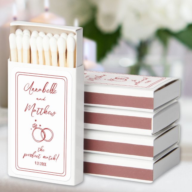 Minimalist Perfect Match Red Wedding Matchboxes (Minimalist Perfect Match Red Wedding Matchboxes)
