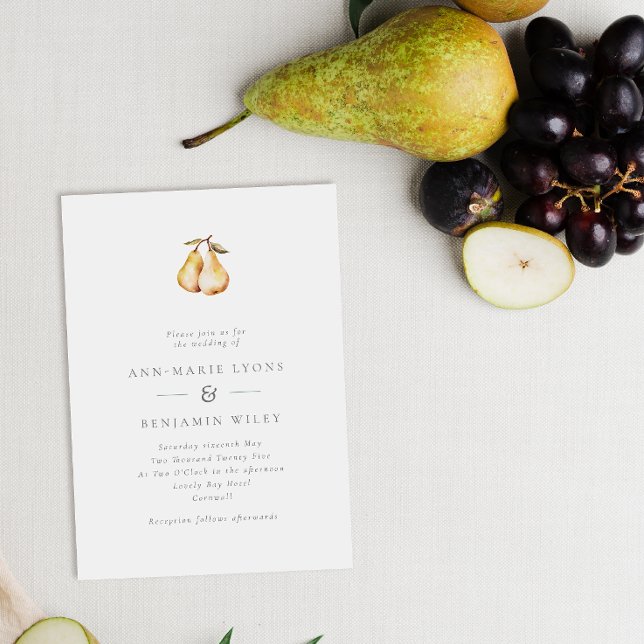 Minimalist Perfect Pear Wedding Invitation (Creator Uploaded)