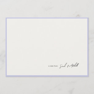 Minimalist Periwinkle Border Personalized Script Note Card