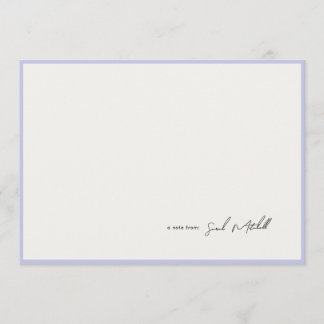 Minimalist Periwinkle Border Personalized Script Note Card