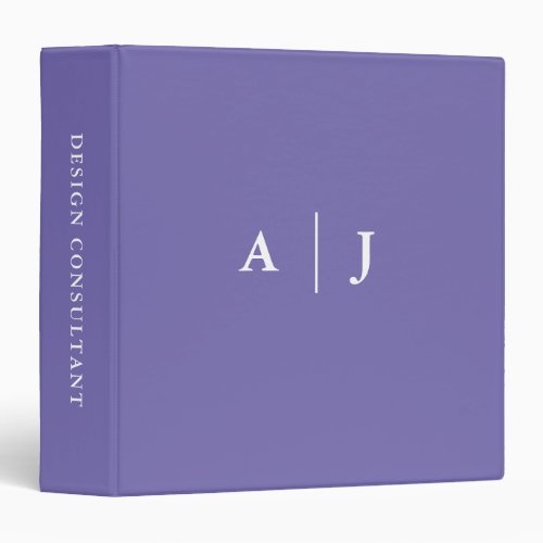 Minimalist Periwinkle Purple Two Border Monogram 3 Ring Binder