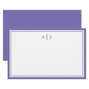 Minimalist Periwinkle Two Border Monogram Stationery