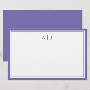 Minimalist Periwinkle Two Border Monogram Stationery