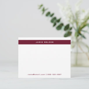 Minimalist Personal Border Stationery Burgundy Note Card