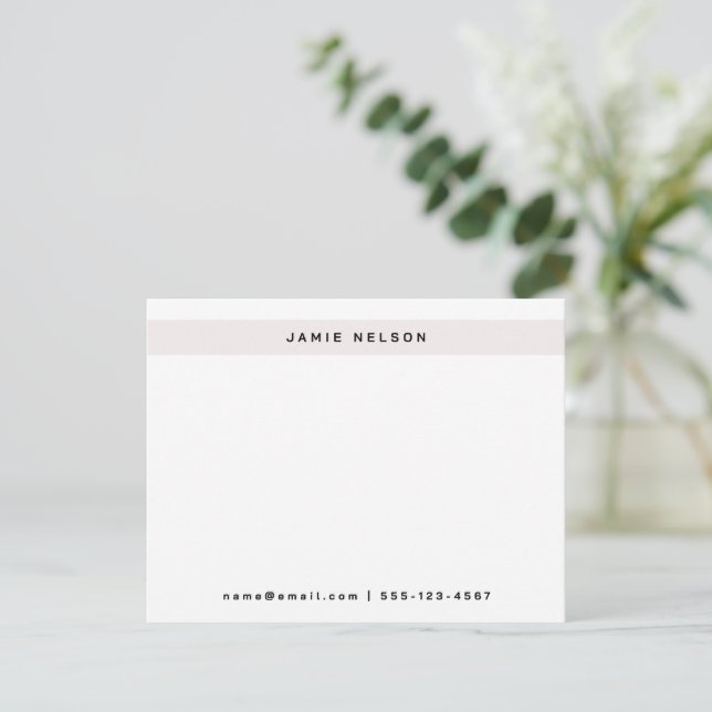 Minimalist Personal Border Stationery Ecru Note Card (Standing Front)