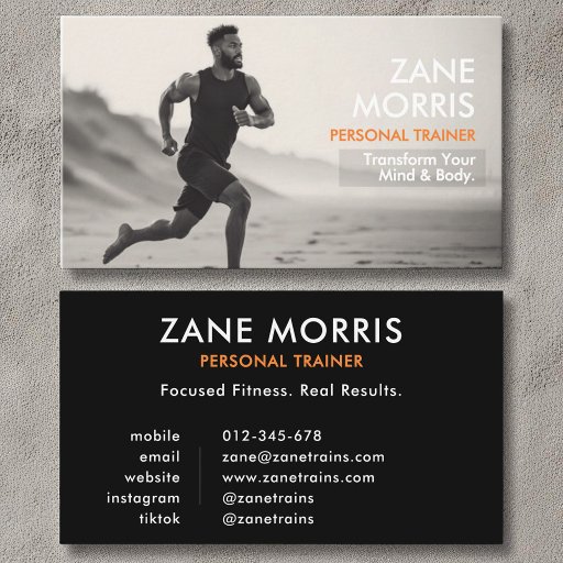 Customizable Minimalist Personal Fitness Trainer Photo Business Card