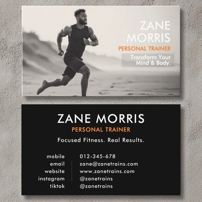 Minimalist Personal Fitness Trainer Photo Business Card (Creator Uploaded)