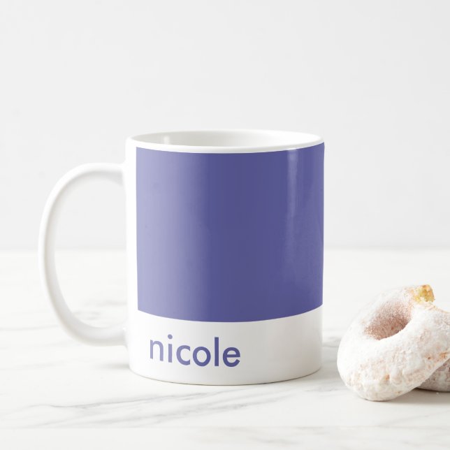 Minimalist Personalize Your Name Periwinkle Blue Coffee Mug (With Donut)