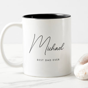 Minimalist Personalized Best Dad Ever Two-Tone Coffee Mug