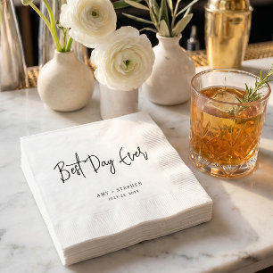 Minimalist Personalized Best Day Ever Wedding Napkins