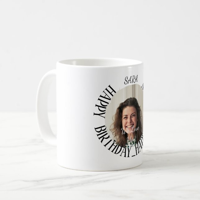 minimalist personalized birthday coffe adults mug  (Front Left)