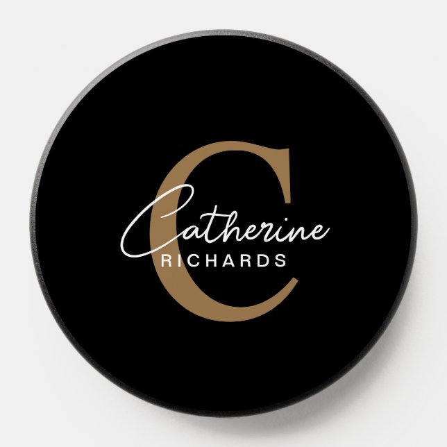 Minimalist Personalized Black Calligraphy PopSocket (Popsocket)