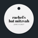 Minimalist Personalized Black White Bat Mitzvah Favor Tags<br><div class="desc">Personalized Modern Bold Typography Black and White Bat Mitzvah Favor Tags</div>