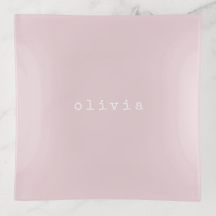 Minimalist Personalized Blush Pink Elegant Gift Trinket Tray