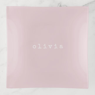 Minimalist Personalized Blush Pink Elegant Gift Trinket Tray