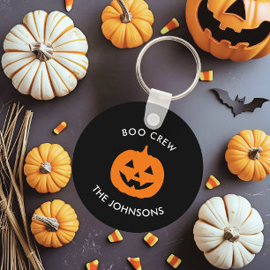 Minimalist Personalized Boo Crew Halloween Keychain