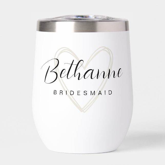 Minimalist Personalized Bridesmaid Thermal Wine Tumbler (Front)