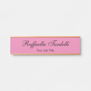 Minimalist personalized customized name pink color door sign