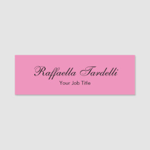 Minimalist personalized customized name pink color name tag
