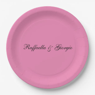 Minimalist personalized customized name pink color paper plates