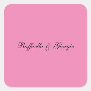 Minimalist personalized customized name pink color square sticker