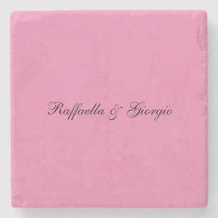 Minimalist personalized customized name pink color stone coaster