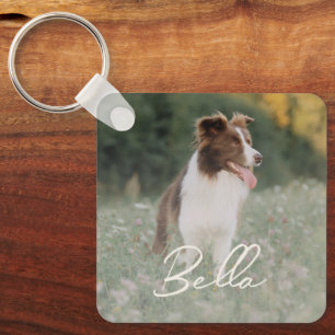 Minimalist Personalized Dog Photo Keychain