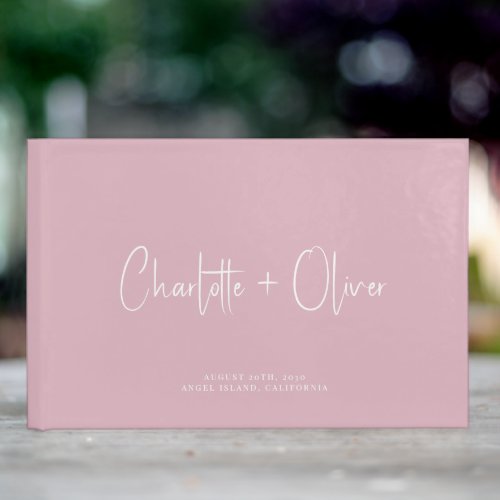 Minimalist Personalized Dusty Pink Wedding Guest Book